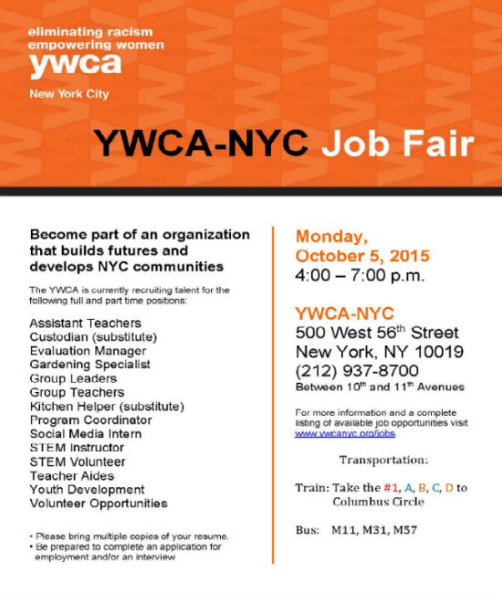YWCANYC Job Fair YWCA of the City of New York