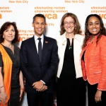 YWCA NYC CEO Rosemarie Bonelli & YWCA NYC Board Co-Chairs Mary F. Crawford and Tracy Richelle High with YWCA NYC ‘Man of the Year’ Ted Acosta, Americas Vice Chair, Risk, Ernst & Young LLP
